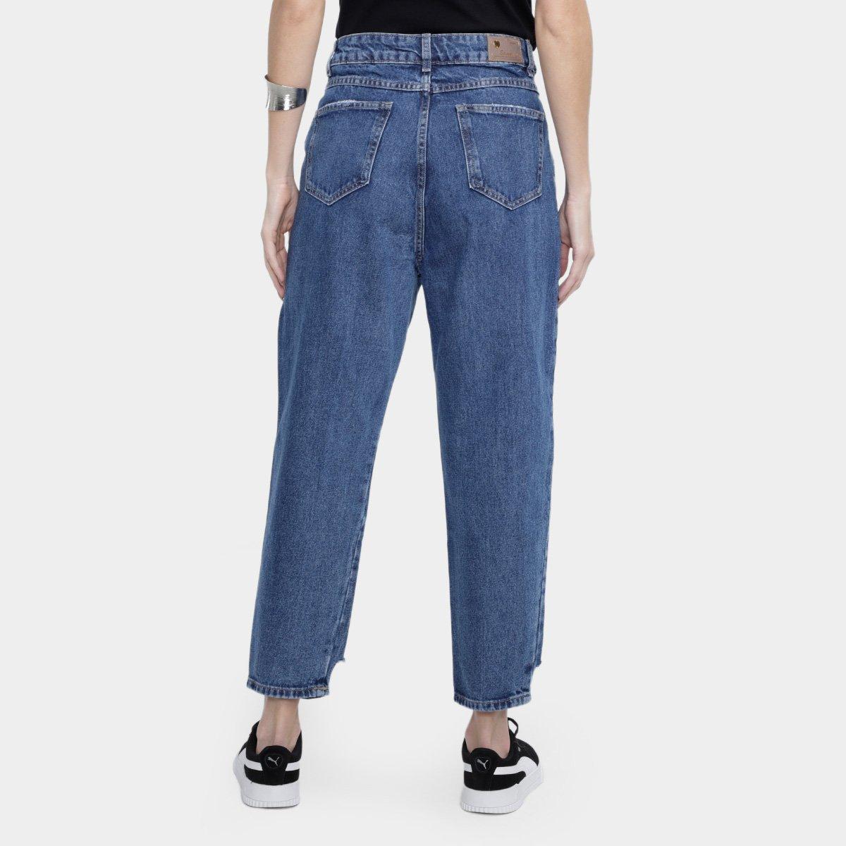 Calça Jeans Mom Sawary Rasgos Cintura Alta Feminina - 2