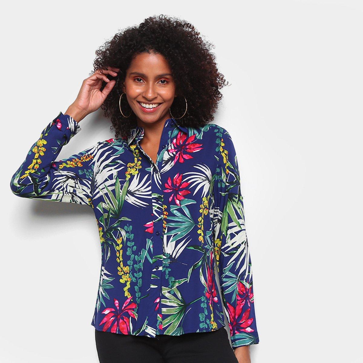 Camisa Manga Longa Yilang Floral Feminina - 1