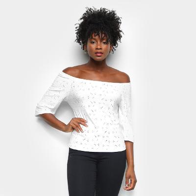 Blusa Lecimar Ombro a Ombro Floral Feminina