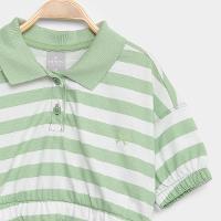 Camisa Polo Cropped Infantil Hering Kids Listrada Manga Curta Menina - 2