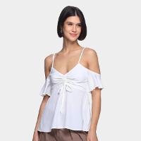 Blusa Mercatto Open Shoulder Amarração Lisa Feminina - 1