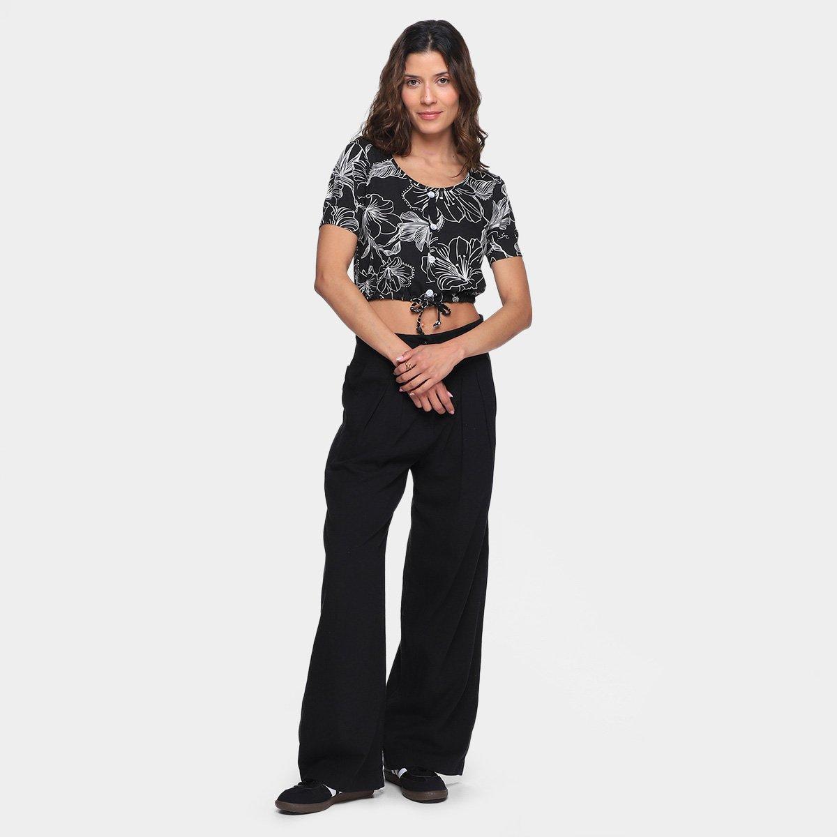 Cropped Lecimar Estampado com Botões Feminino - 4