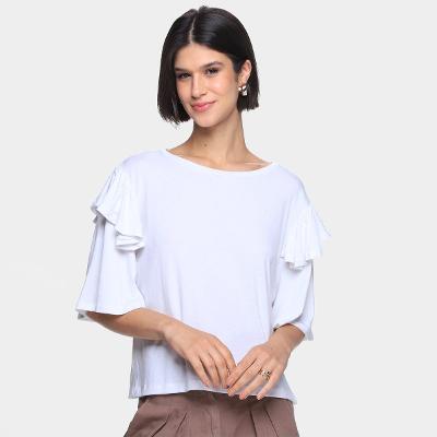 Blusa Volare Manga Morcego Babados Feminina