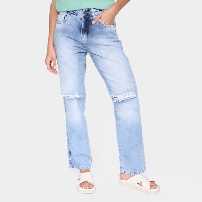 Calça Jeans Biotipo Mom Jeans Rasgos Feminina