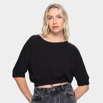 Blusa Cropped Cantão Elástico Feminina