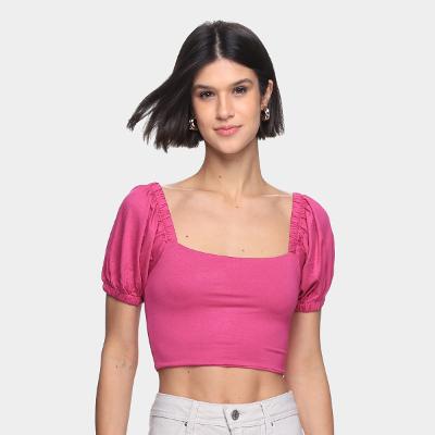 Blusa Oh, Boy! Cropped Manga Bufante Feminina