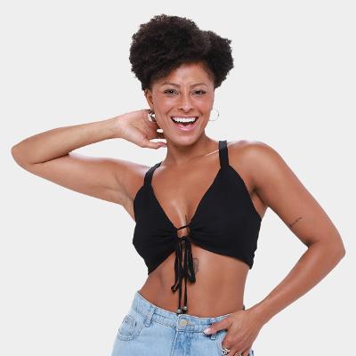 Top Cropped Mercatto Amarração Decote Feminino