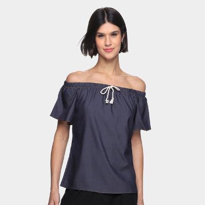 Blusa Marialicia Ombro A Ombro Lisa Feminina