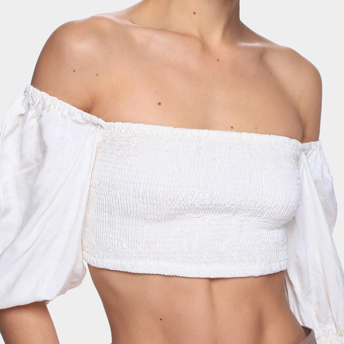 Blusa Oh, Boy! Lastex Manga Puffy Feminina - 3