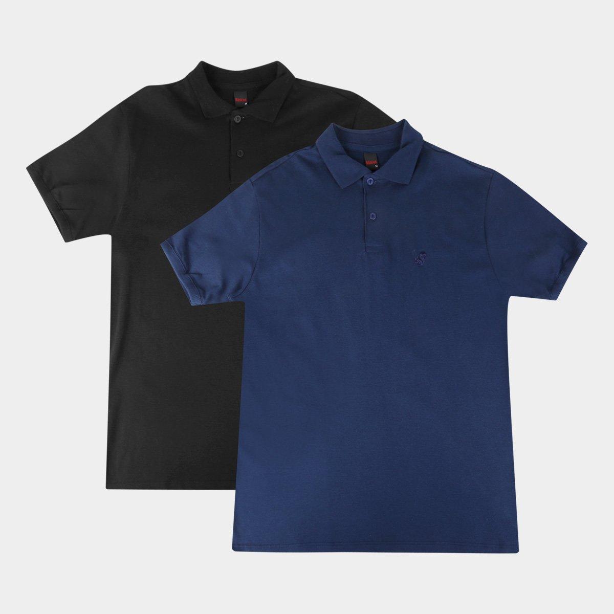 Kit 2 Camisas Polo Básicos Lisa Masculina - 1