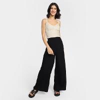 Blusa Mercatto Cropped Tricô Alças Com Pala Decote V Feminina - 4