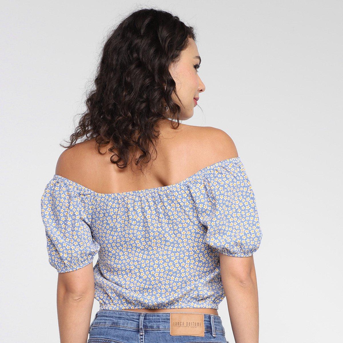 Blusa Lecimar Ombro a Ombro Zíper Floral - 2