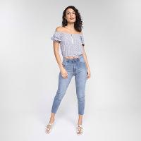 Blusa Lecimar Ombro a Ombro Zíper Floral - 4