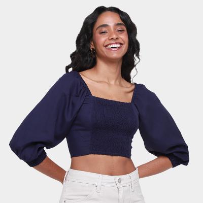 Blusa Cropped Mercatto Amarração Costas Feminina