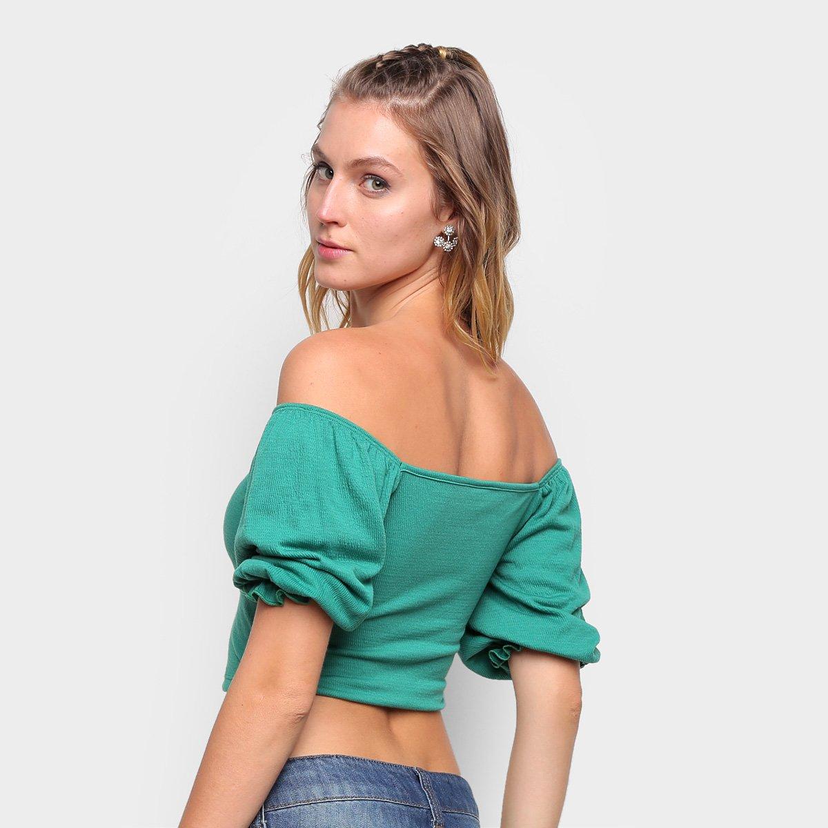 Blusa Lecimar Cropped Princesa Com Argola Manga 3/4 Feminina - 2