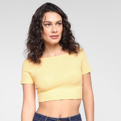 Blusa Lecimar Cropped Xadrez Feminina