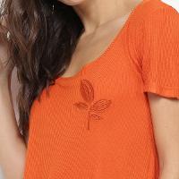 Blusa Maria Filó Canelada Gola Canoa Bordada Feminina - 4