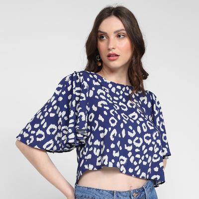 Blusa Cropped Lança Perfume Borboletas Feminina