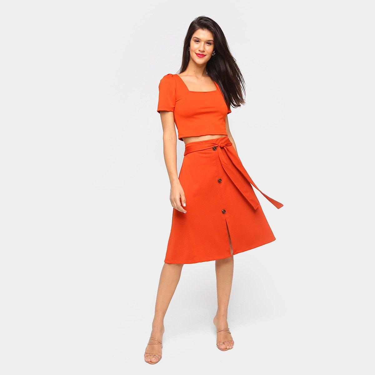 Blusa Recoletta Cropped Decote Quadrado Feminina - 4