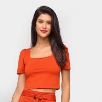 Blusa Recoletta Cropped Decote Quadrado Feminina - 1