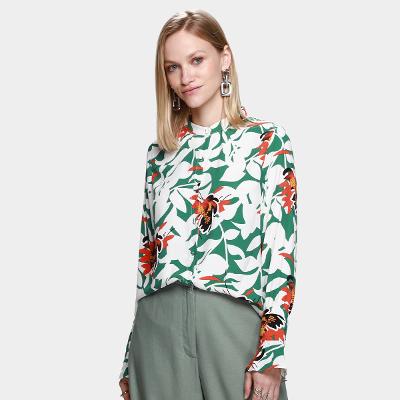 Camisa Road Mel Manga Longa Floral Feminina
