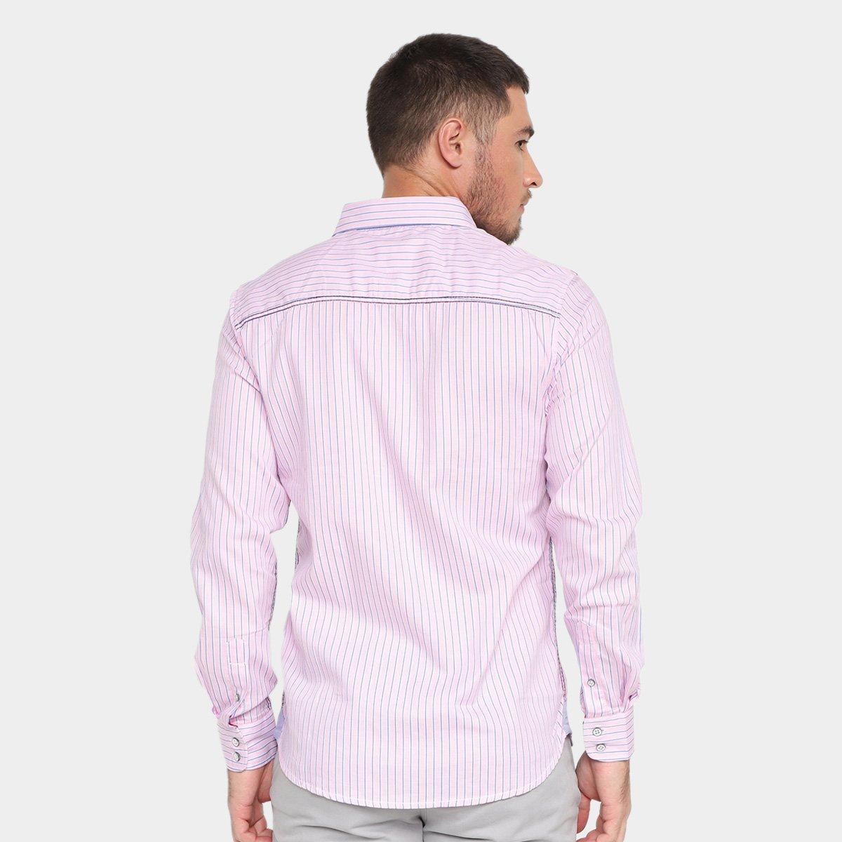 Camisa Manga Longa Pacific Blue Listrada Masculina - 2