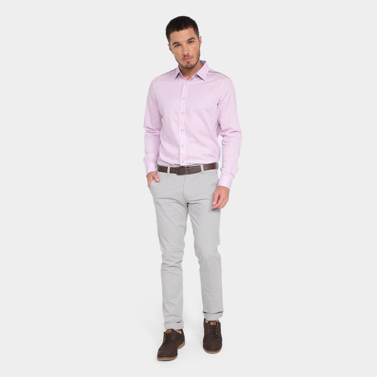 Camisa Manga Longa Pacific Blue Listrada Masculina - 4