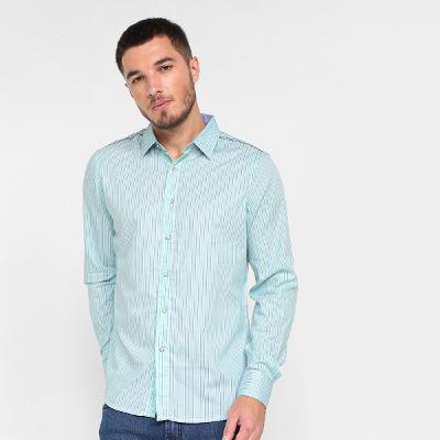 Camisa Manga Longa Pacific Blue Listrada Masculina