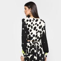 Blusa All Is Love Cropped Franzido Poá Degradee Manga Longa Feminina - 2