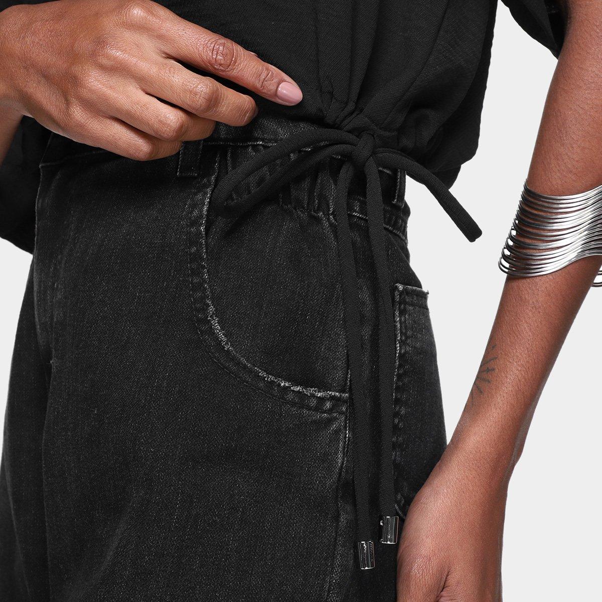 Blusa Cropped Morena Rosa Manga Ampla Amarração Feminina - 3