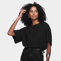 Blusa Cropped Morena Rosa Manga Ampla Amarração Feminina - 1