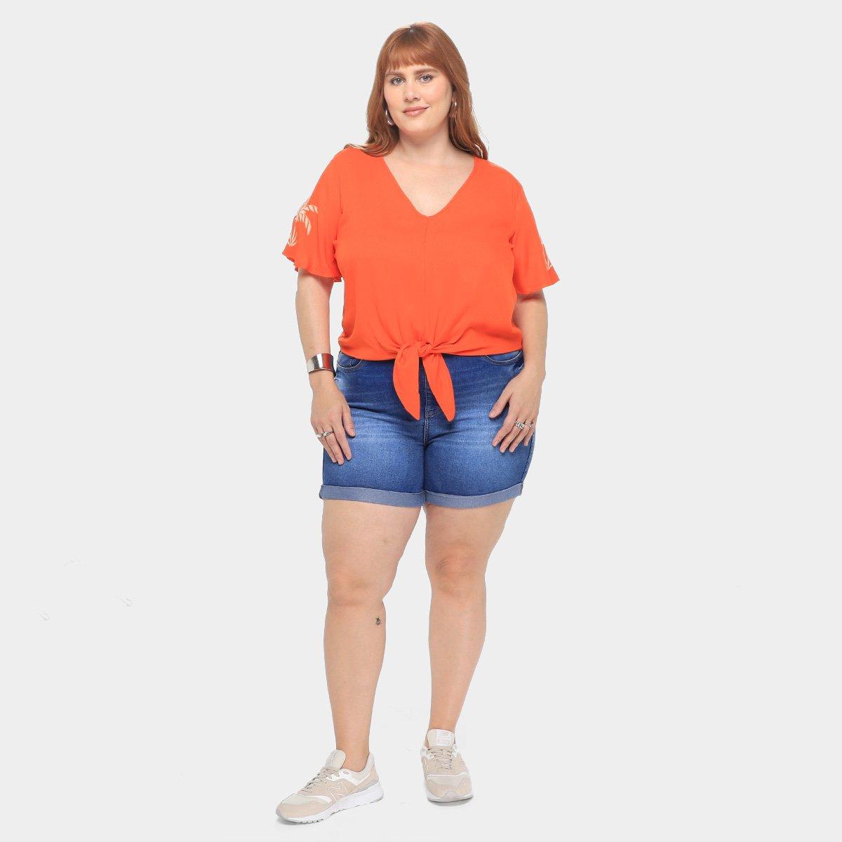 Blusa Plus Size Lunender Nó Frontal Feminina - 5