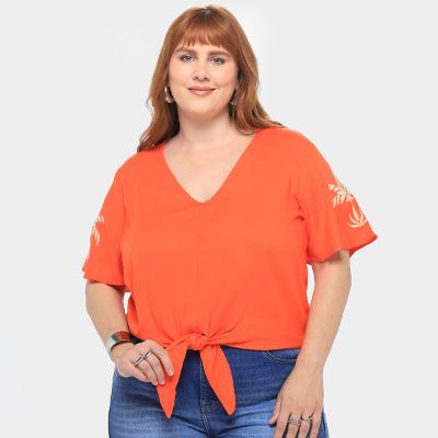 Blusa Plus Size Lunender Nó Frontal Feminina