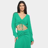 Blusa Cropped All Is Love  Manga Longa Tiras Feminina - 1