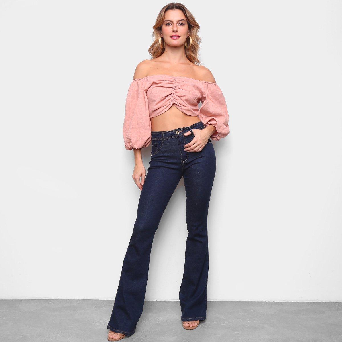 Blusa Lança Perfume Cropped Ombro A Ombro Manga 3/4 Feminina - 4