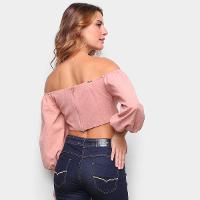 Blusa Lança Perfume Cropped Ombro A Ombro Manga 3/4 Feminina - 2
