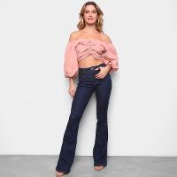 Blusa Lança Perfume Cropped Ombro A Ombro Manga 3/4 Feminina - 4