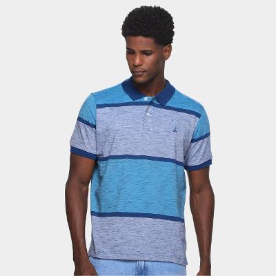 Camisa Polo Lucky Sailing Meia Malha Listrada Masculina