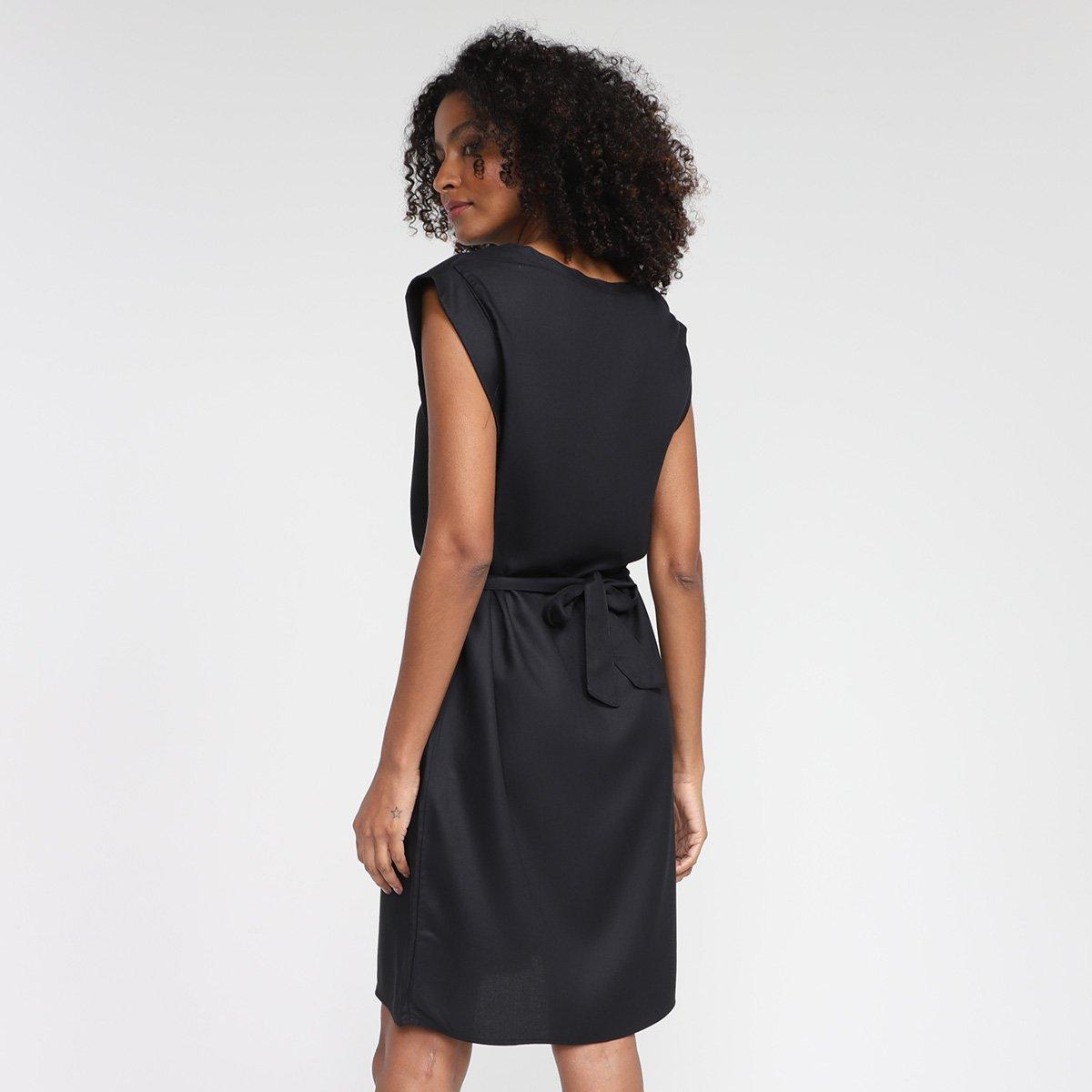 Vestido Hering Evasê Curto Liso Amarração - 2