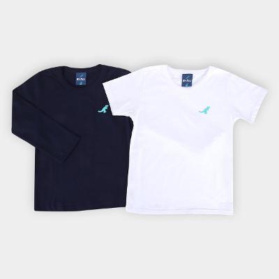Kit Camiseta Infantil Rei Rex Básica Menino - 2 Peças