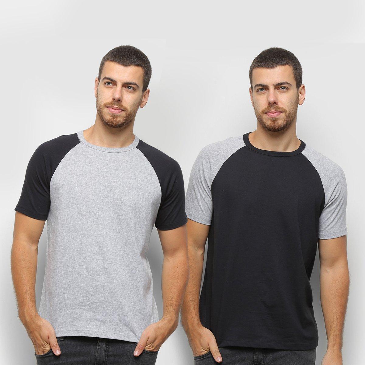 Kit Camiseta Básicos Raglan  2 Peças Masculina - 1