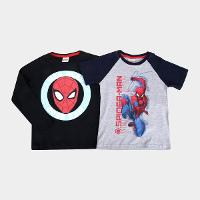 Kit Camiseta Infantil Marvel Meia Malha Homem-Aranha Menino - 2 Peças - 1