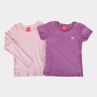 Kit Blusa Infantil Kely & Kety Basic Manga Longa e Curta Menina - 2 Peças - 1