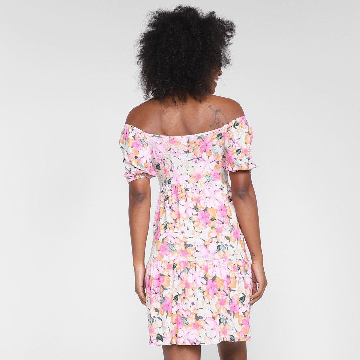 Vestido Lecimar Curto Ombro A Ombro Floral - 2