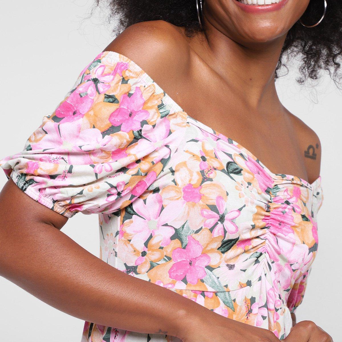Vestido Lecimar Curto Ombro A Ombro Floral - 3