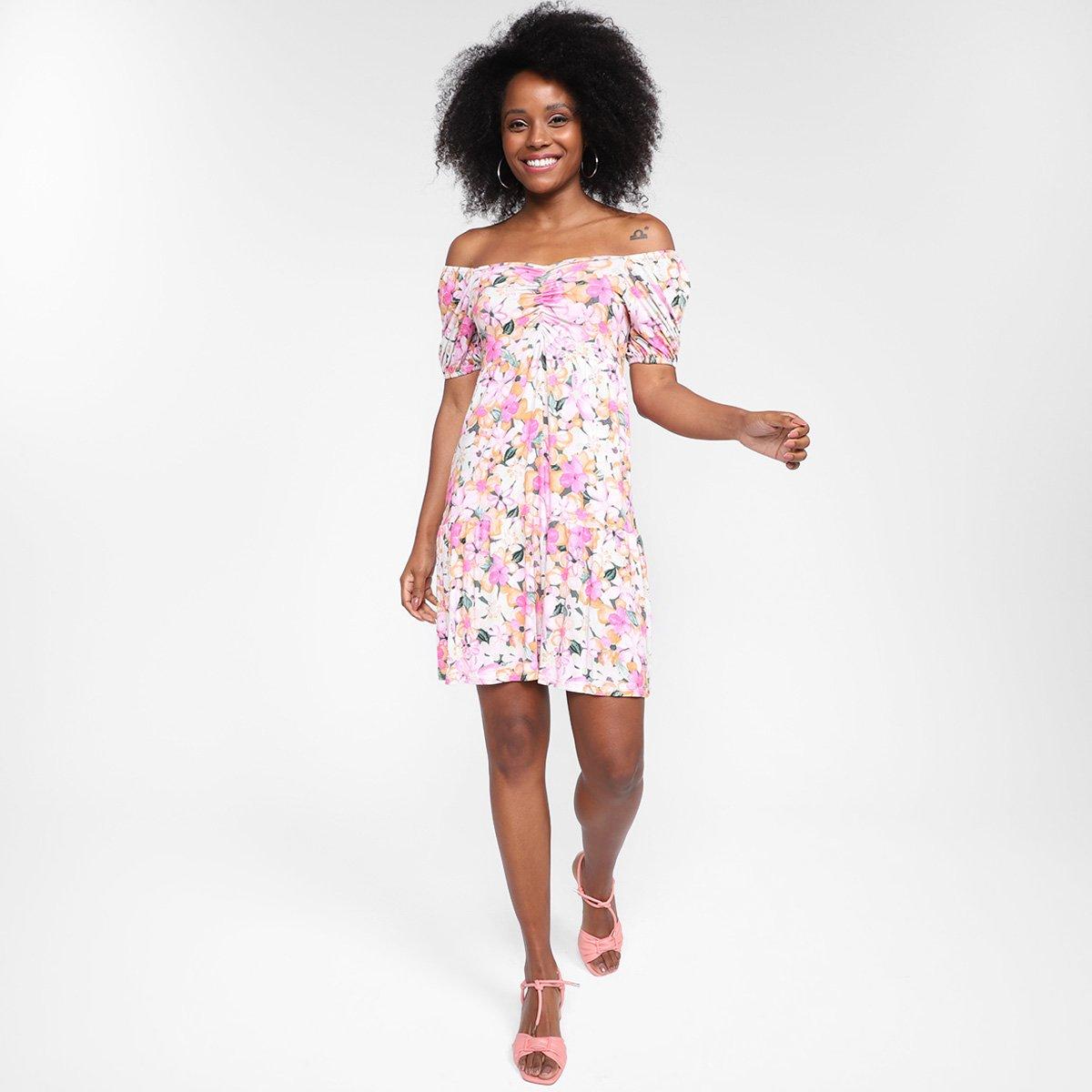Vestido Lecimar Curto Ombro A Ombro Floral - 4