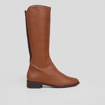 Bota Cano Alto Via Uno Recorte Têxtil Feminina