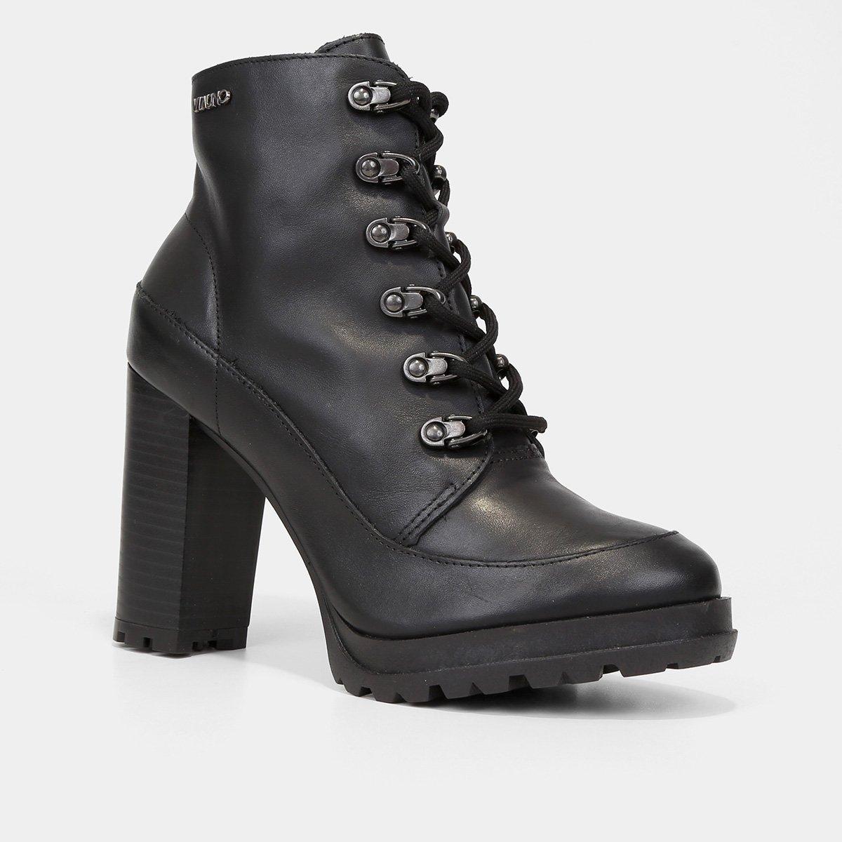 Bota Coturno Via Uno Couro Salto Alto Feminina - 3