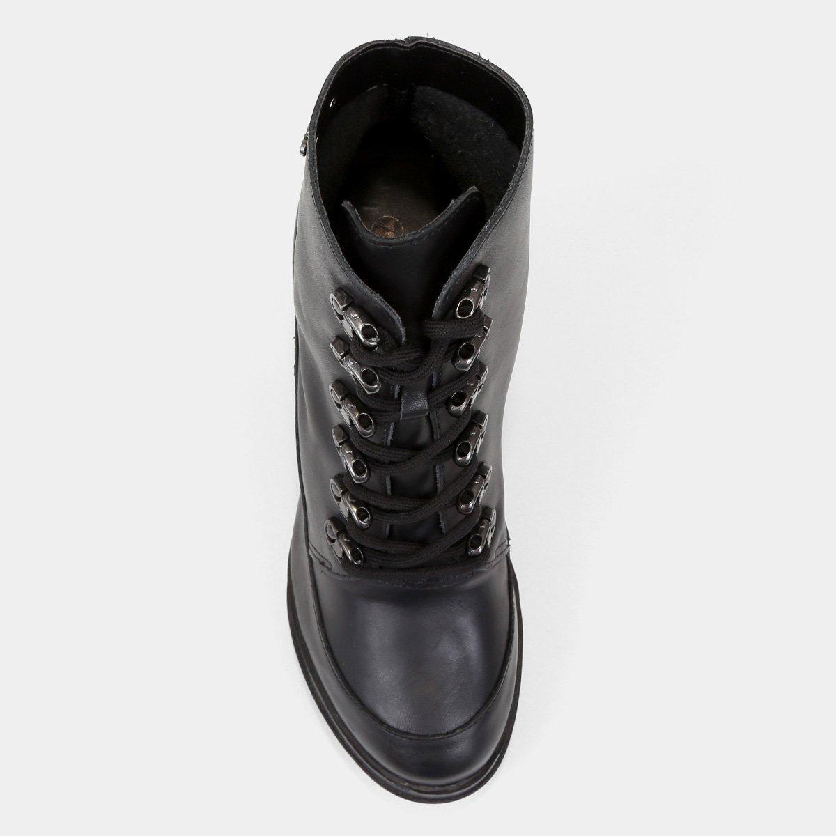 Bota Coturno Via Uno Couro Salto Alto Feminina - 4