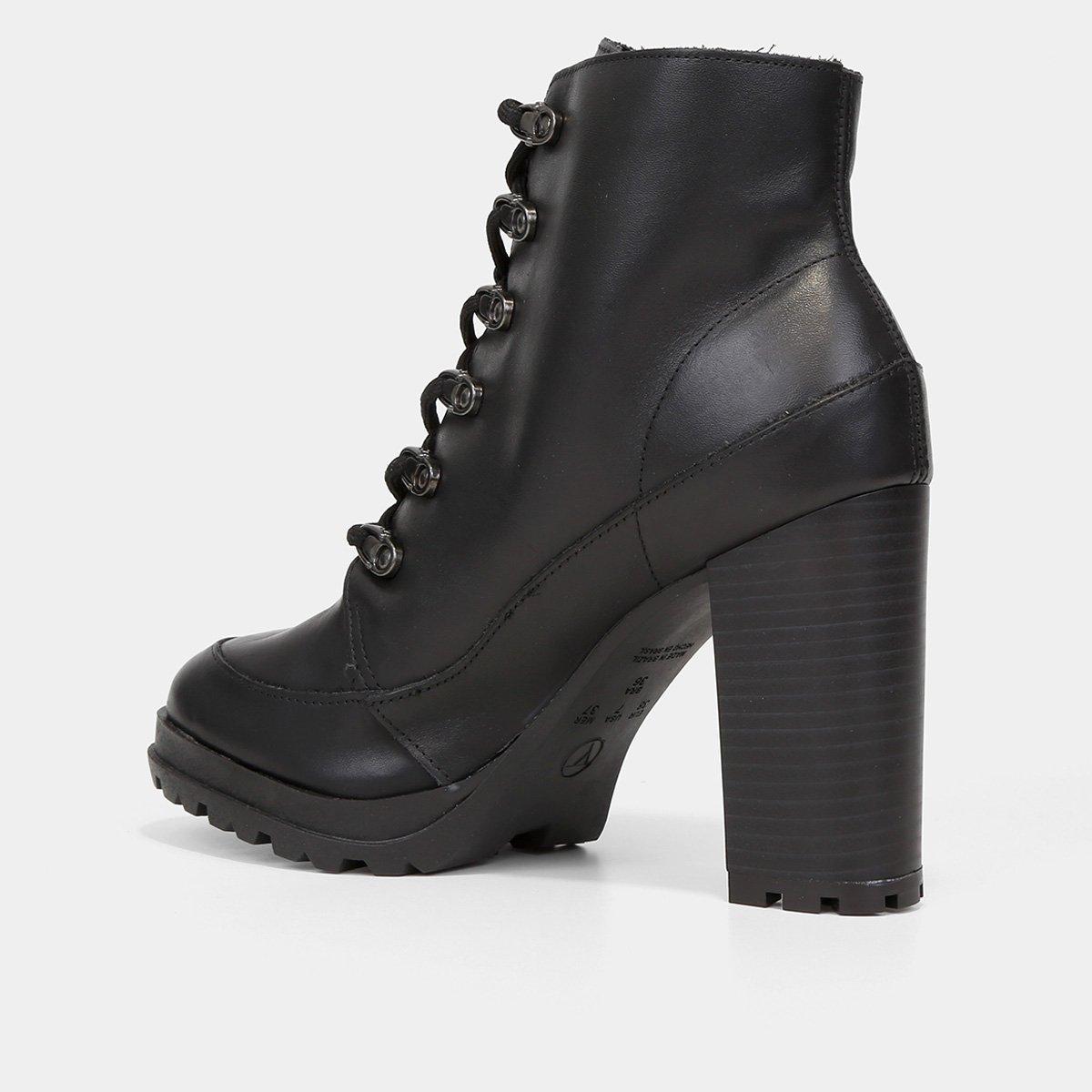 Bota Coturno Via Uno Couro Salto Alto Feminina - 5